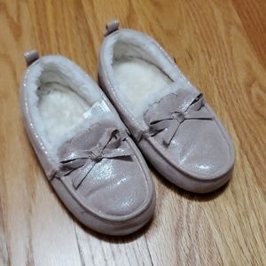 Pink glitter loafers